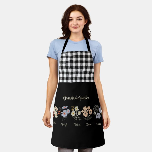 Grandma Flower Garden Custom 5 Name Vintage Floral Apron (Worn)