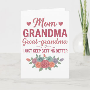 Grandma for Women Mom Grandma Great Grandma Card