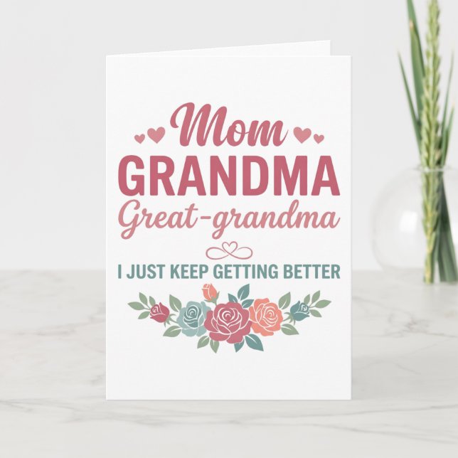 Grandma for Women Mom Grandma Great Grandma Card (Front)