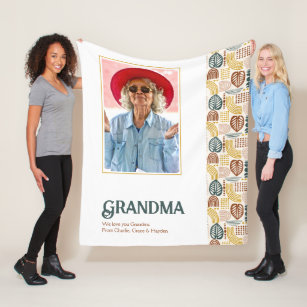 Grandma Fun Personalized Abstract Rainbow Fleece Blanket