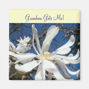 Grandma Gets Me! magnet White Magnolia Flowers