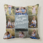 Grandma gift 8 photo grandchild simple typography  cushion<br><div class="desc">Grandma gift 8 photo grandchild simple modern script typography pillow gift blue design.</div>