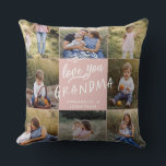 Grandma gift 8 photo grandchild simple typography  cushion<br><div class="desc">Grandma gift 8 photo grandchild simple modern script typography pillow gift pink girly design.</div>