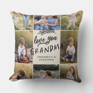 Grandma gift 8 photo grandchild simple typography cushion