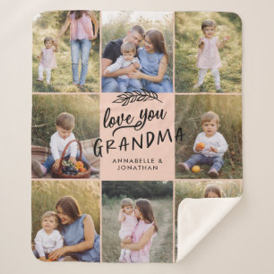 Grandma gift 8 photo grandchild simple typography  sherpa blanket