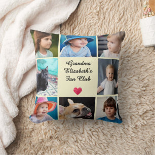 Grandma Gift Custom 8 Photo Template Yellow Cushion