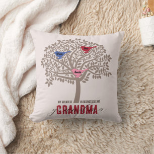 Grandma Gift from Grandchildren 3 birds tree Cushion