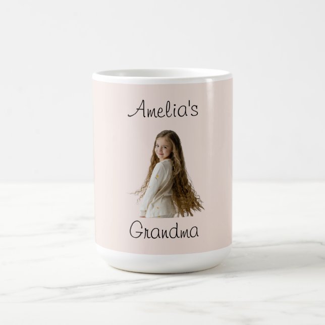 Grandma Gift – Grandchild Name & Photo -  Coffee Mug (Center)