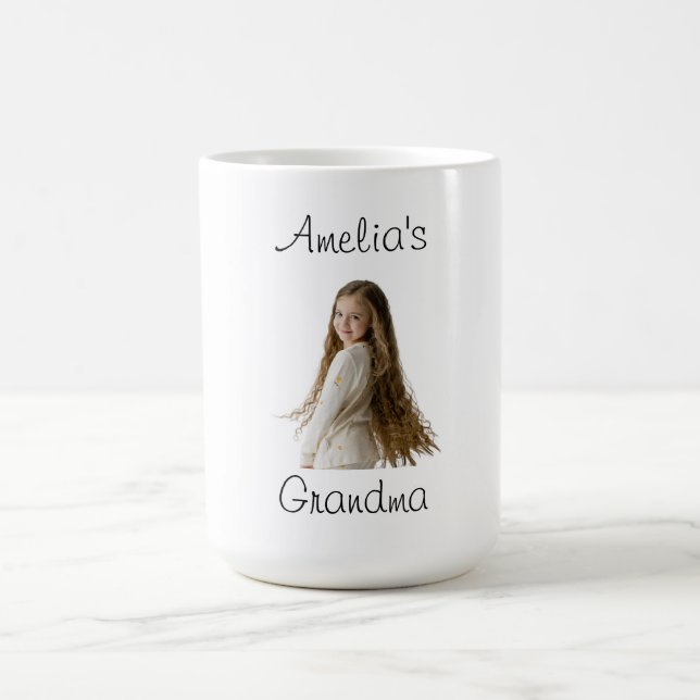 Grandma Gift – Grandchild Name & Photo -  Coffee Mug (Center)