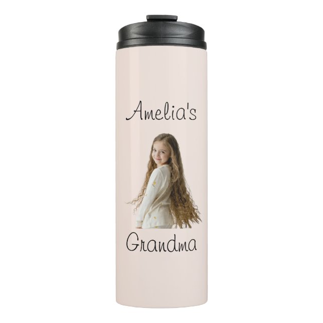 Grandma Gift – Grandchild Name & Photo -  Thermal Tumbler (Front)