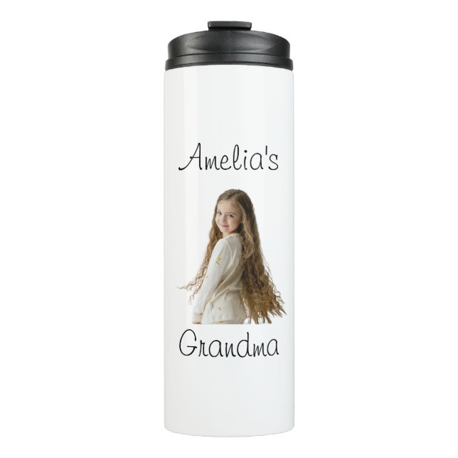Grandma Gift – Grandchild Name & Photo -  Thermal Tumbler (Front)