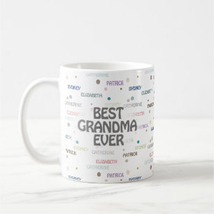 Grandma Gift Grandchildren 3-4 Names Coffee Mug