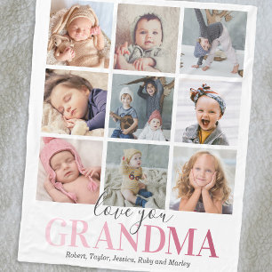 Grandma Gift   Love You Photo Collage Fleece Blanket