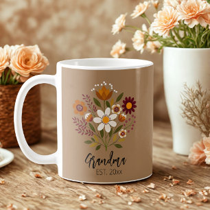 Grandma gift photo girly floral coffee mug