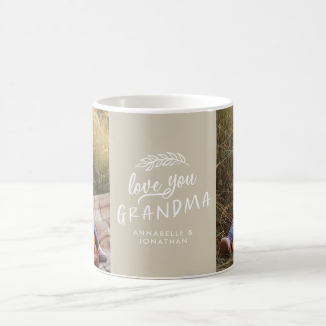 Grandma gift photo grandchild simple typography coffee mug (Center)
