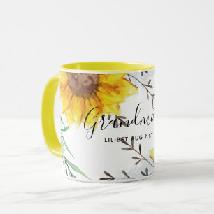 GRANDMA Gifts - Sunflower Themed Personalised Mug