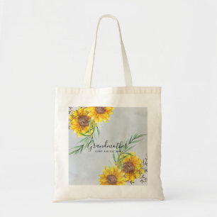 GRANDMA Gifts - Sunflower Themed Personalised Tote Bag
