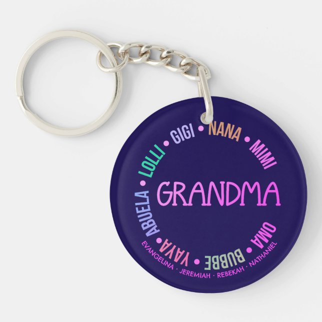 GRANDMA Gigi Mimi Nana Personalised Mother's Day Key Ring (Front)
