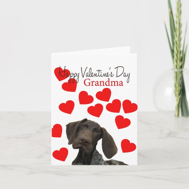Grandma  Glossy Grizzly Valentine Puppy Love Holiday Card (Front)