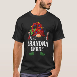 Grandma Gnome Buffalo Plaid Matching Family Christ T-Shirt