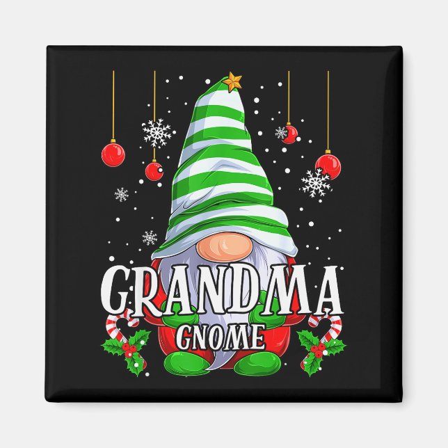 Grandma Gnome Christmas Pajamas Matching Family Gr Magnet (Front)