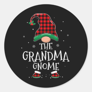 Grandma Gnome Xmas Family Matching Plaid Christmas Classic Round Sticker