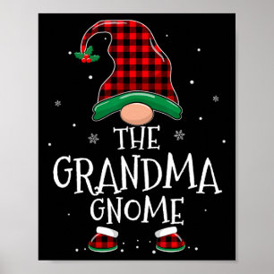 Grandma Gnome Xmas Family Matching Plaid Christmas Poster