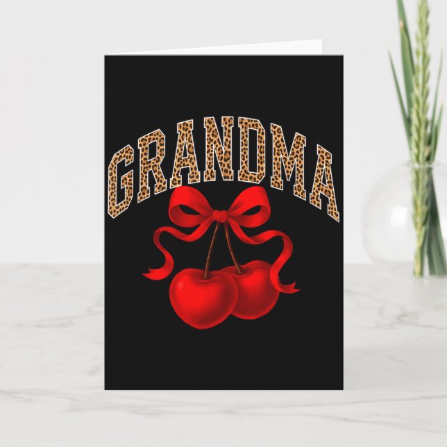 Grandma Grand Mothers Leopard Cherry Women Girls G Card (Front)