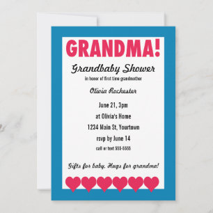 Grandma! Grandbaby Shower with hearts Invitation