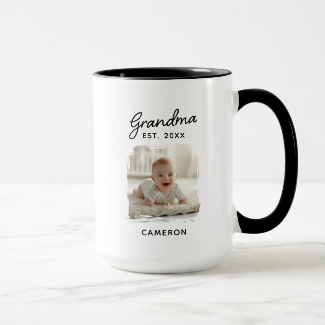 Grandma Grandchild Photo Established Date Mug (Right)
