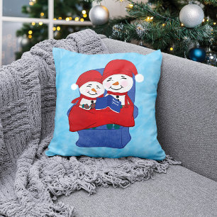 Grandma Grandchild Snuggled Snowmen Christmas Cushion