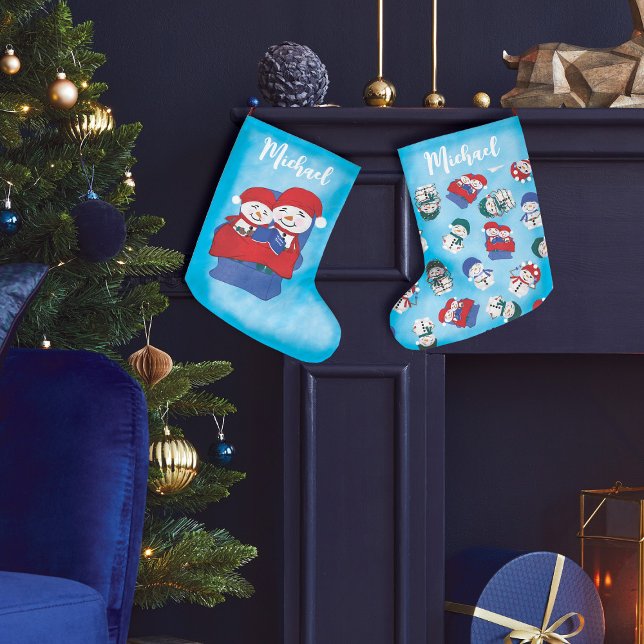 Grandma Grandchild Snuggled Snowmen Christmas Large Christmas Stocking (Creator Uploaded)
