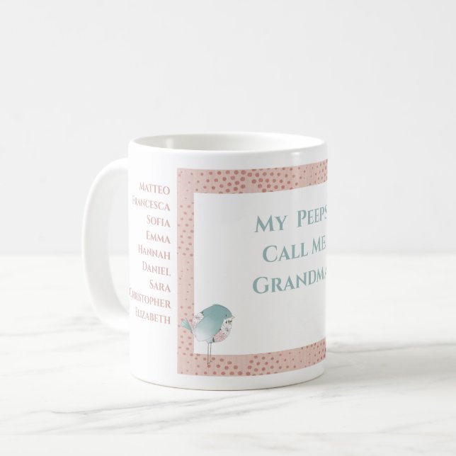 Grandma Grandkids Cute Funny Bird Coffee Mug (Front Left)