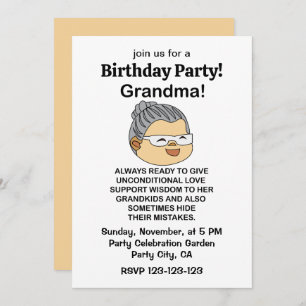 Grandma Grandmother Birthday Party Invitation