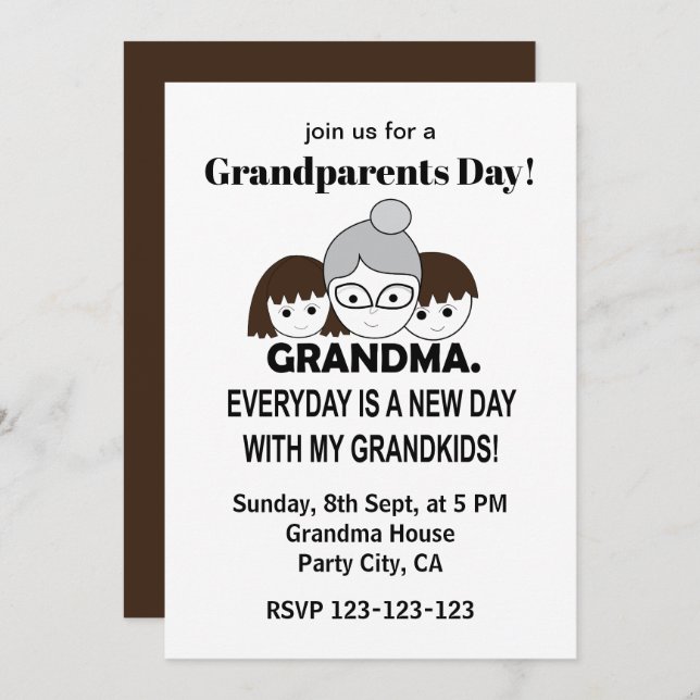 Grandma Grandmother Cute Grandma Invitation (Front/Back)