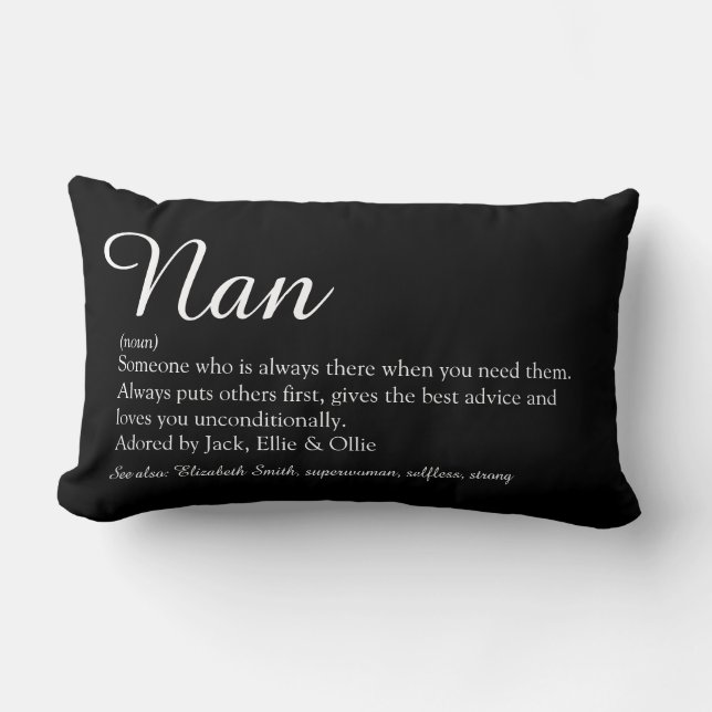 Grandma, Grandmother Definition Best Ever Script Lumbar Cushion (Front)