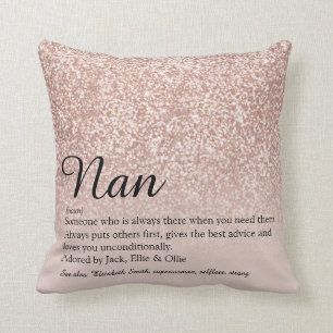 Grandma Grandmother Definition Rose Gold Glitter Cushion