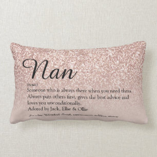 Grandma Grandmother Definition Rose Gold Glitter Lumbar Cushion