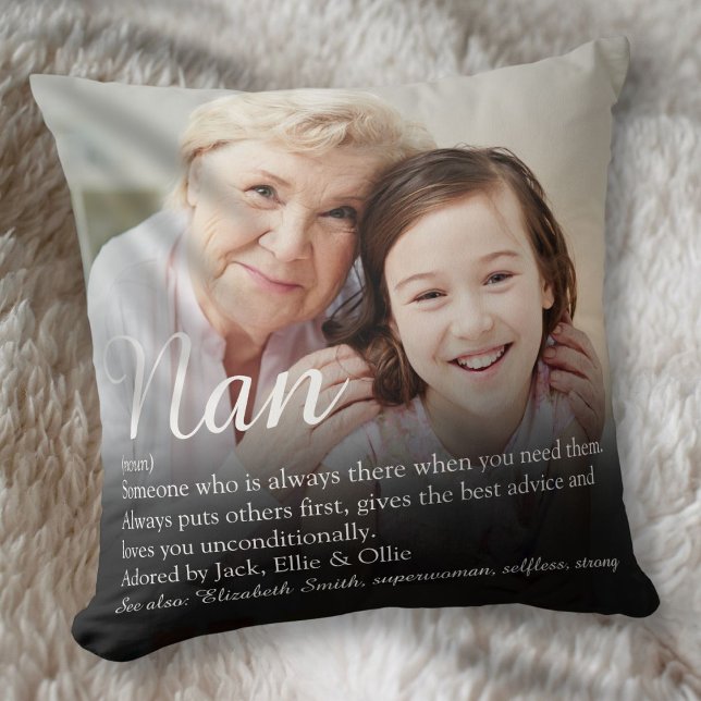 Grandma, Grandmother Definition Script Photo Cushion (Grandma, Grandmother Definition Script Photo Throw Pillow)