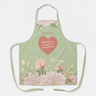 Grandma Grandmother Quote Watercolor Pink Floral  Apron