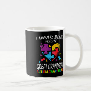 Grandma Grandpa Blue For My Great Grandson Autism  Coffee Mug