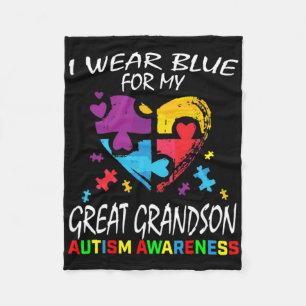 Grandma Grandpa Blue For My Great Grandson Autism Fleece Blanket