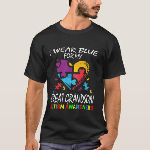 Grandma Grandpa Blue For My Great Grandson Autism  T-Shirt