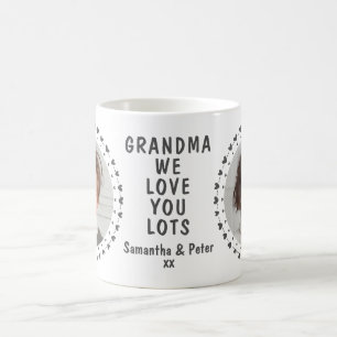 Grandma Grandpa Family Two Photo Hearts Mug Custom