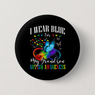 Grandma Grandpa I Wear Blue For My Grandson Autism 6 Cm Round Badge