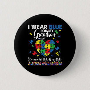 Grandma Grandpa I Wear Blue For My Grandson Autism 6 Cm Round Badge