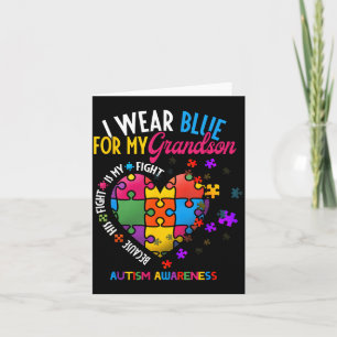 Grandma Grandpa I Wear Blue For My Grandson Autism Card
