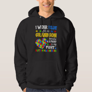Grandma Grandpa I Wear Blue For My Grandson Autism Hoodie