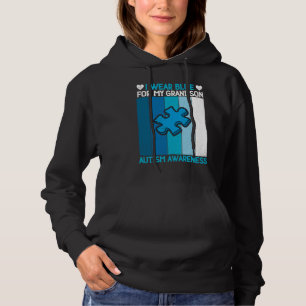 Grandma Grandpa I Wear Blue For My Grandson Autism Hoodie
