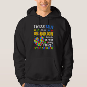 Grandma Grandpa I Wear Blue For My Grandson Autism Hoodie